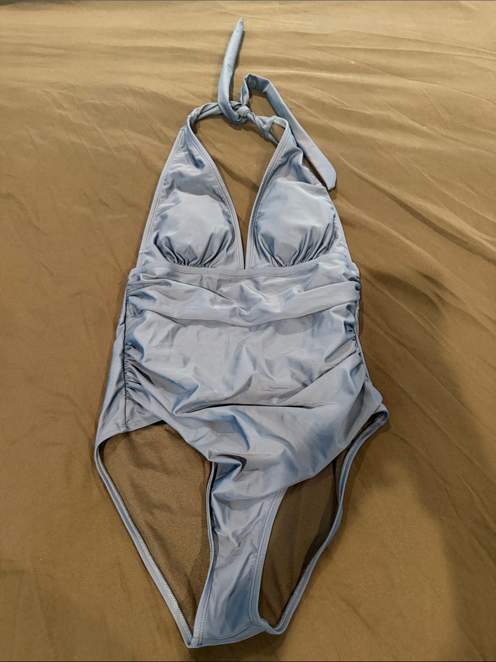 Cupshe Light Blue Halter One-Piece Swimsuit
